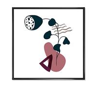 DesignQ Formes élémentaires avec fleurs abstraites et plantes V - Impression sur toile encadrée moderne