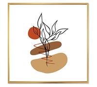 DesignQ Formes élémentaires avec fleurs abstraites II - Impression sur toile encadrée moderne