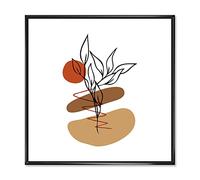 DesignQ Formes élémentaires avec fleurs abstraites II - Impression sur toile encadrée moderne