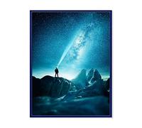 DesignQ Impression sur toile encadrée moderne « A Man Shining A Light In The Night Sky »