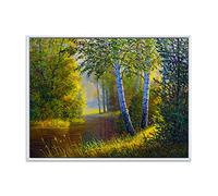 DesignQ Impression sur toile encadrée Morning Sunlight Through The Birches II - Lake House