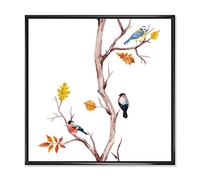 DesignQ Little Birds on The Tree Branches IV - Impression sur toile encadrée traditionnelle