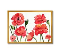 DesignQ Pyramid International Décoration murale encadrée Motif coquelicots rouges