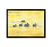 DesignQ Pyramid International Décoration murale encadrée Pelicans On The Yellow River Farmhouse