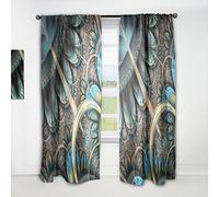 DesignQ Rideaux à Motif Floral Fractal Bleu et Marron