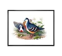 DesignQ Vintage Birds In The Wild IV Impression sur toile encadrée traditionnelle