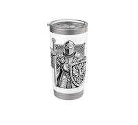 Designs d'art du bouclier héraldique chevalier médiéval guerrier Gobelet isotherme en acier inoxydable double paroi
