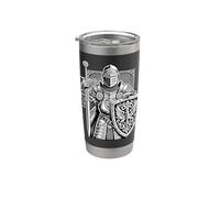 Designs d'art du bouclier héraldique chevalier médiéval guerrier Gobelet isotherme en acier inoxydable double paroi