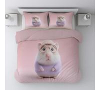 Designs Variés et Élégants Parure de lit 140 x 190 Dessin Animé Mignon Hamster Déguisé Anti-boulochage Housse de couette avec Fermeture Éclair pour Chambre décoration, Rose Classique, 1 personne