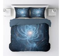 Designs Variés et Élégants Parure de lit 200x200, Surréalisme Translucide Fleurs Ciel Étoilé Résistant à la ride Literie Ensemble avec Taies Assorties pour Personne et Adolescent, Bleu gris, 2Taies
