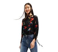 Desigual Blouse à Manches Longues T-Shirt, Noir, Taille S Femme
