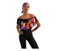 Desigual Body_Flower T-Shirt, Black, L aux Femmes