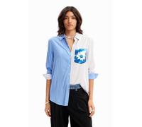 Desigual Cam_Flower Pocket Blouse, Bleu, Taille S Femme