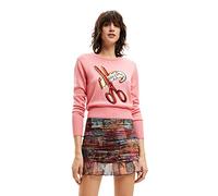 Desigual Candypink Jers_Alba 3067 Rose Bonbon Pull, Rouge, M Femme