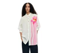 Desigual Chemise Gloss - manches longues boutonnée en coton à fleurs - Blanc 44 FR