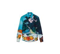Desigual Chemise azur / bleu cyan / sapin / mandarine, Taille S