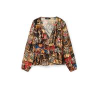 Desigual Chemisier 'TAPESTRY-A' bleu foncé / marron / brun foncé / rouge rouille, Taille S