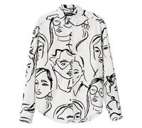 Desigual Chemisier tissé à Manches Longues pour Femme, Blanc., Taille L