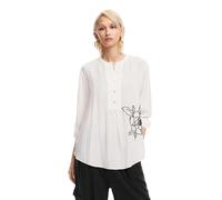 Desigual Chemisier tissé à Manches Longues pour Femme Blouse, Blanc, XL