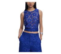 Desigual - Débardeur à col rond - Femme - Tops - Bleu - Taille: 42 FR