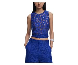 Desigual - Débardeur à col rond - Femme - Tops - Bleu - Taille: 42 FR