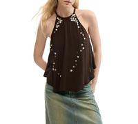 Desigual Femme Blouse Halter avec Appliques.