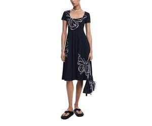 Desigual Femme en Tricot À Manches Courtes pour Robe, Noir, S EU