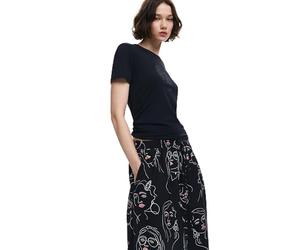 Desigual Femme Longue Tissée pour Jupe, Noir, S EU
