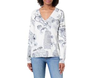 Desigual Femme Pull Plat en Tricot Fin pour Sweat-Shirt, Blanc., L EU