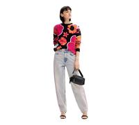 Desigual Pull Plat en Tricot Fin pour Femme Sweat-Shirt, Noir