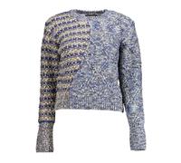 Desigual, Femme, Pulls, Multicolore, Taille: 42 FR Pull Bleu Éclectique avec Détails Contrastés