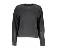 Desigual, Femme, Pulls, Noir, Taille: 44 FR Pull col rond noir avec logo