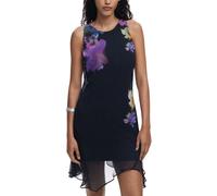 Desigual, Femme, Robes, Noir, Taille: 36 FR Robe Noire Femme avec Imprimé Audacieux