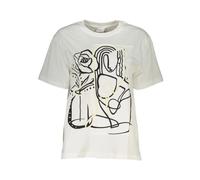 Desigual, Femme, Tops, Blanc, Taille: 36 FR T-shirt en coton avec logo brodé femme
