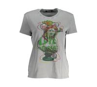 Desigual, Femme, Tops, Gris, Taille: 46 FR Tee-shirt en Coton Gris Imprimé Chic