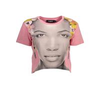 Desigual, Femme, Tops, Rose, Taille: 44 FR T-shirt en coton à manches courtes