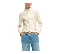 Desigual, Femme, Vestes, Blanc, Taille: 36 FR Blazer zippé à col rond avec poches