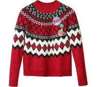 Desigual Fleur de losange pull rouge à manches longues : Taille - S Taille : S