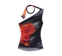 Desigual Haut gris / orange / rouge / noir, Taille XL
