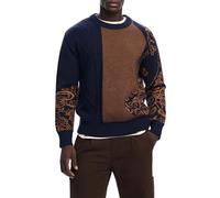 Desigual Jers_Half Paisley Sweatshirt, Bleu, S Homme