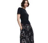 Desigual Jupe Longue tissée pour Femme, Noir