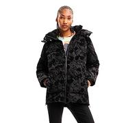 Desigual Kingston Mickey Woman Manteau long rembourré pour femme, Noir, X-Small