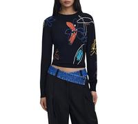 Desigual Pull-over bleu / homard / noir / blanc, Taille XS