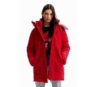 Desigual Padded_Tulip Manteau Long rembourré pour Femme, Rouge, Taille