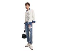 Desigual Pantalon Long en Denim pour Femme Jeans, Bleu, XL