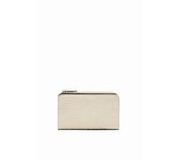 Desigual Portefeuille Basic 2 Écru effet cuir, étoile en relief, zippé et pression - 16 x 9.9 x 1.5 cm