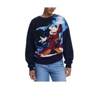 Desigual - Pull Bleu Femme avec Imprimé Mickey - Femme - Pulls - Multicolore - Taille: 36 FR