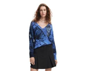 Desigual Pull épais en Tricot Plat pour Femme Sweat-Shirt, Bleu