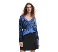 Desigual Pull épais en Tricot Plat pour Femme Sweat-Shirt, Bleu, Taille