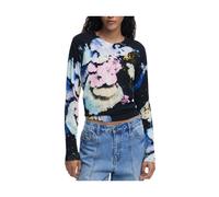 Desigual - Pull Femme en Lin Noir Éclectique - Femme - Pulls - Bleu - Taille: 36 FR
